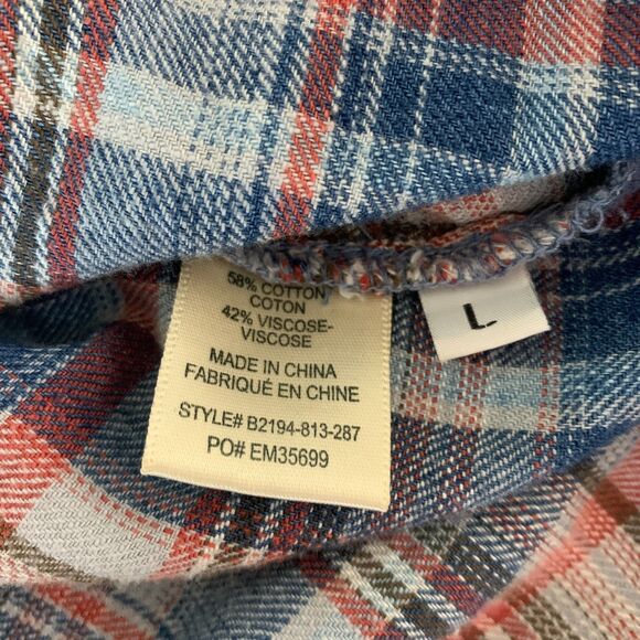 Bella Dahl button down plaid shirt frayed hem size large - Picture 7 of 7